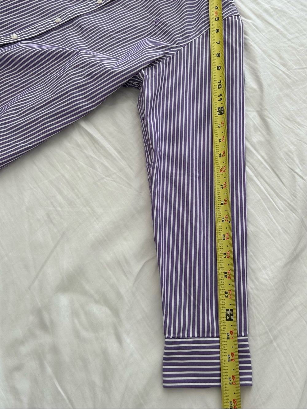 Lauren Ralph Lauren Women’s Purple and White Striped Dress Shirt Petite Large - Picture 7 of 9